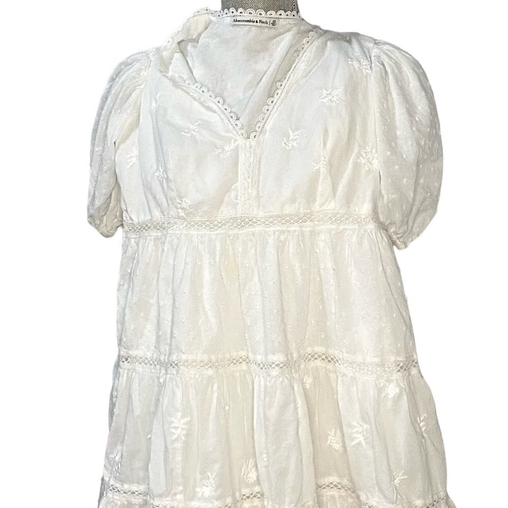 Abercrombie & Fitch White Short Sleeve VNeck Mini Dress Size XS GUC - Picture 3 of 5